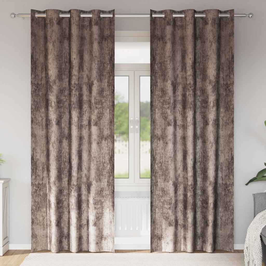 vidaXL Samtvorhänge mit Vorhängen 2 pcs Cappuccino 260 x 140 cm Samt