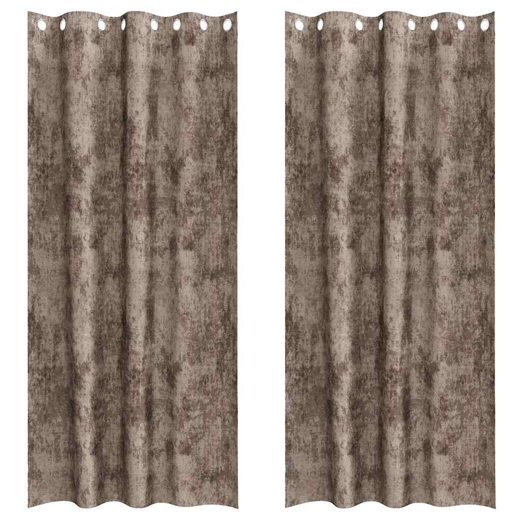 vidaXL Samtvorhänge mit Vorhängen 2 pcs Cappuccino 260 x 140 cm Samt