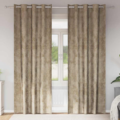 vidaXL Samtvorhänge mit Vorhängen 2 pcs Champagner 225 x 140 cm Samt