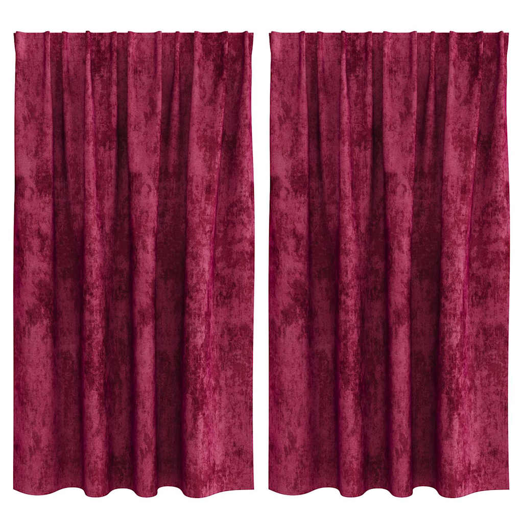 vidaXL Vorhang mit Vorhängen 2 pcs Weinrot 140 x 140 cm Samt