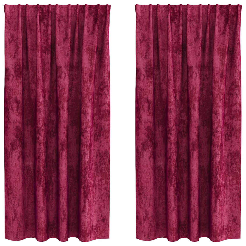 vidaXL Samtvorhänge mit Vorhängen 2 pcs Weinrot 175 x 140 cm Samt