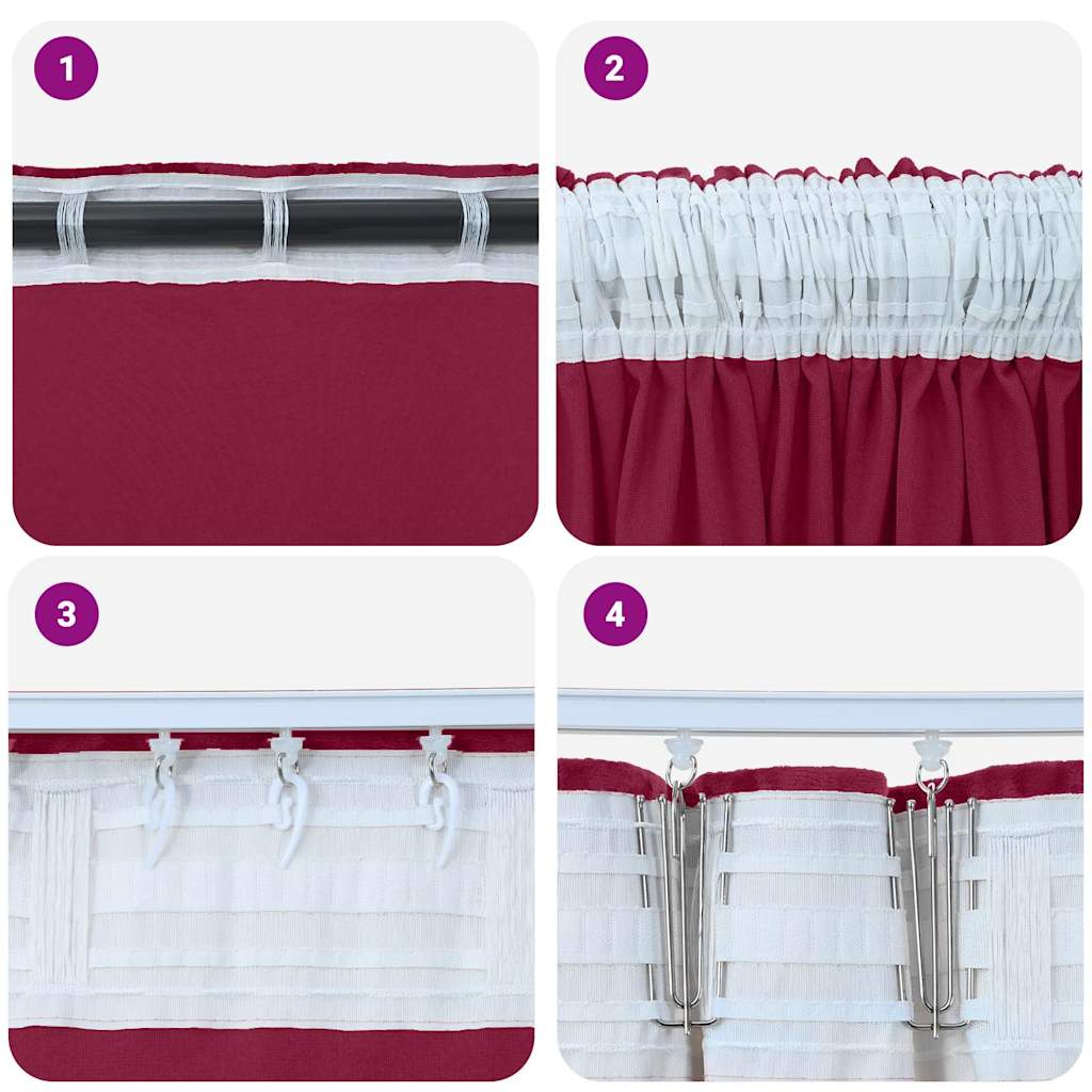 vidaXL Samtvorhänge mit Vorhängen 2 pcs Weinrot 225 x 140 cm Samt