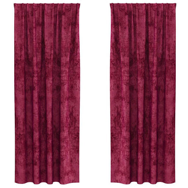 vidaXL Vorhang mit Vorhängen 2 pcs Weinrot 260 x 140 cm Samt