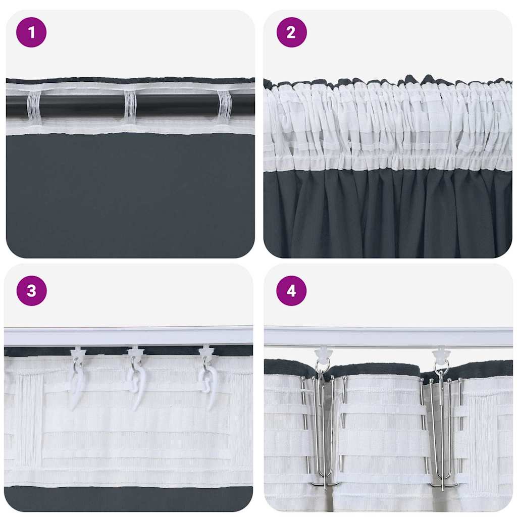 vidaXL Samtvorhänge mit Vorhängen 2 pcs Silber Grau 245 x 140 cm Samt
