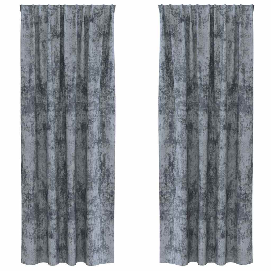 vidaXL Samtvorhänge mit Vorhängen 2 pcs Silber Grau 260 x 140 cm Samt