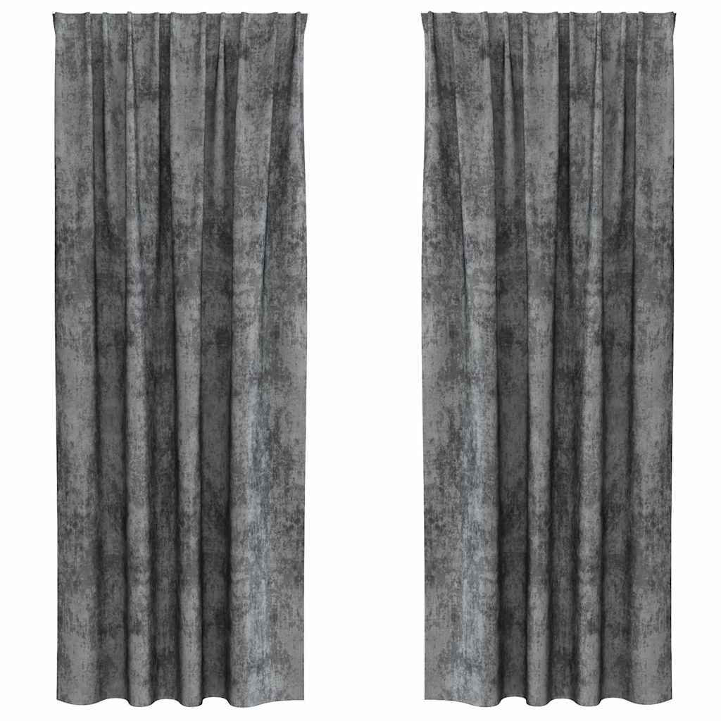 vidaXL Samtvorhänge mit Vorhängen 2 pcs Grau 225 x 140 cm Samt