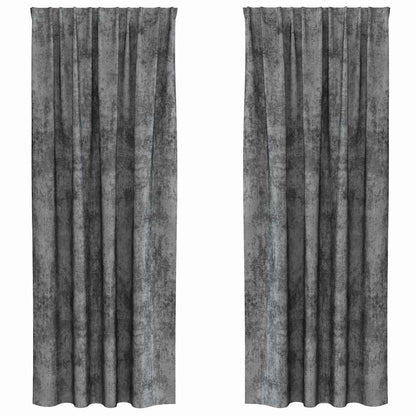 vidaXL Samtvorhänge mit Vorhängen 2 pcs Grau 225 x 140 cm Samt