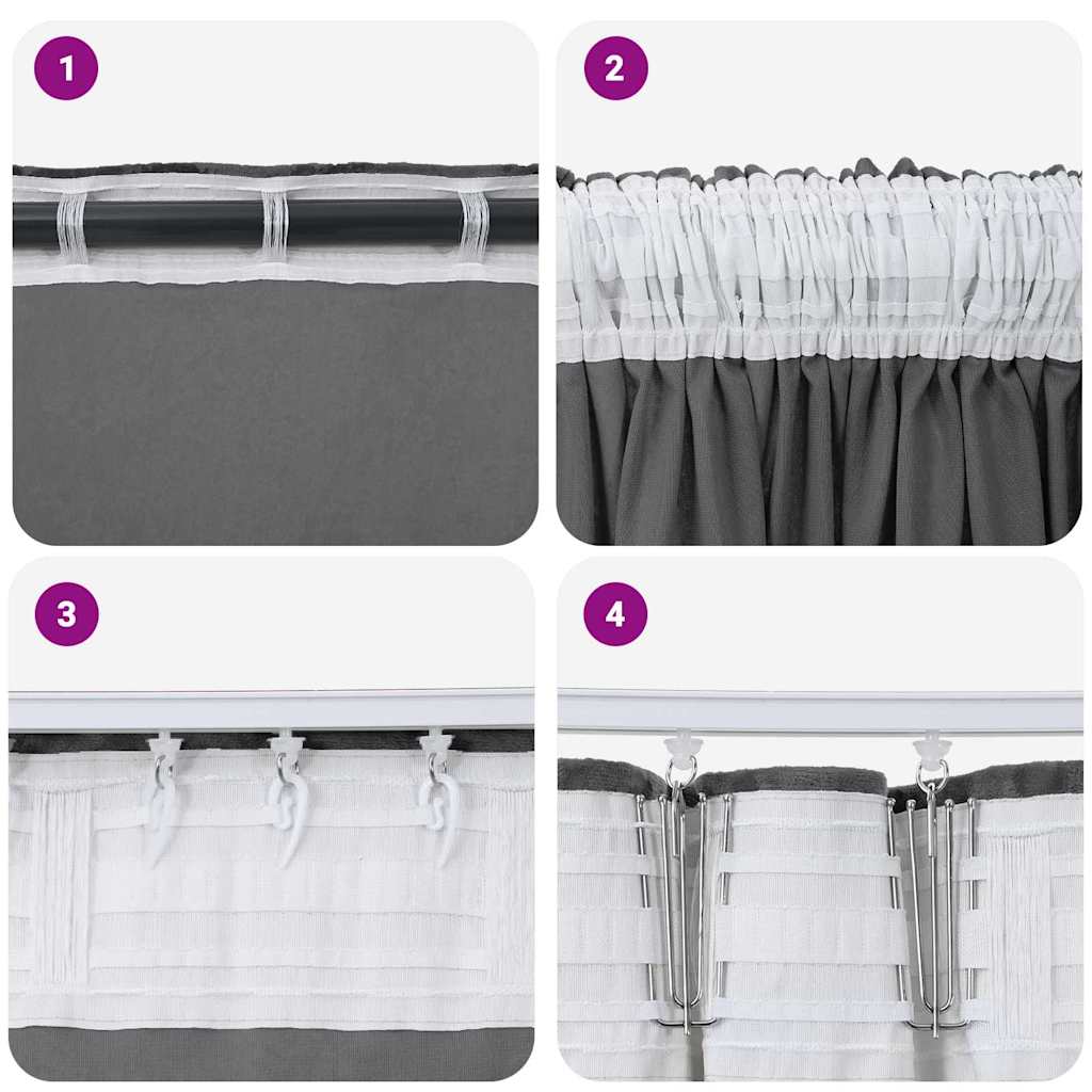 vidaXL Samtvorhänge mit Vorhängen 2 pcs Grau 260 x 140 cm Samt