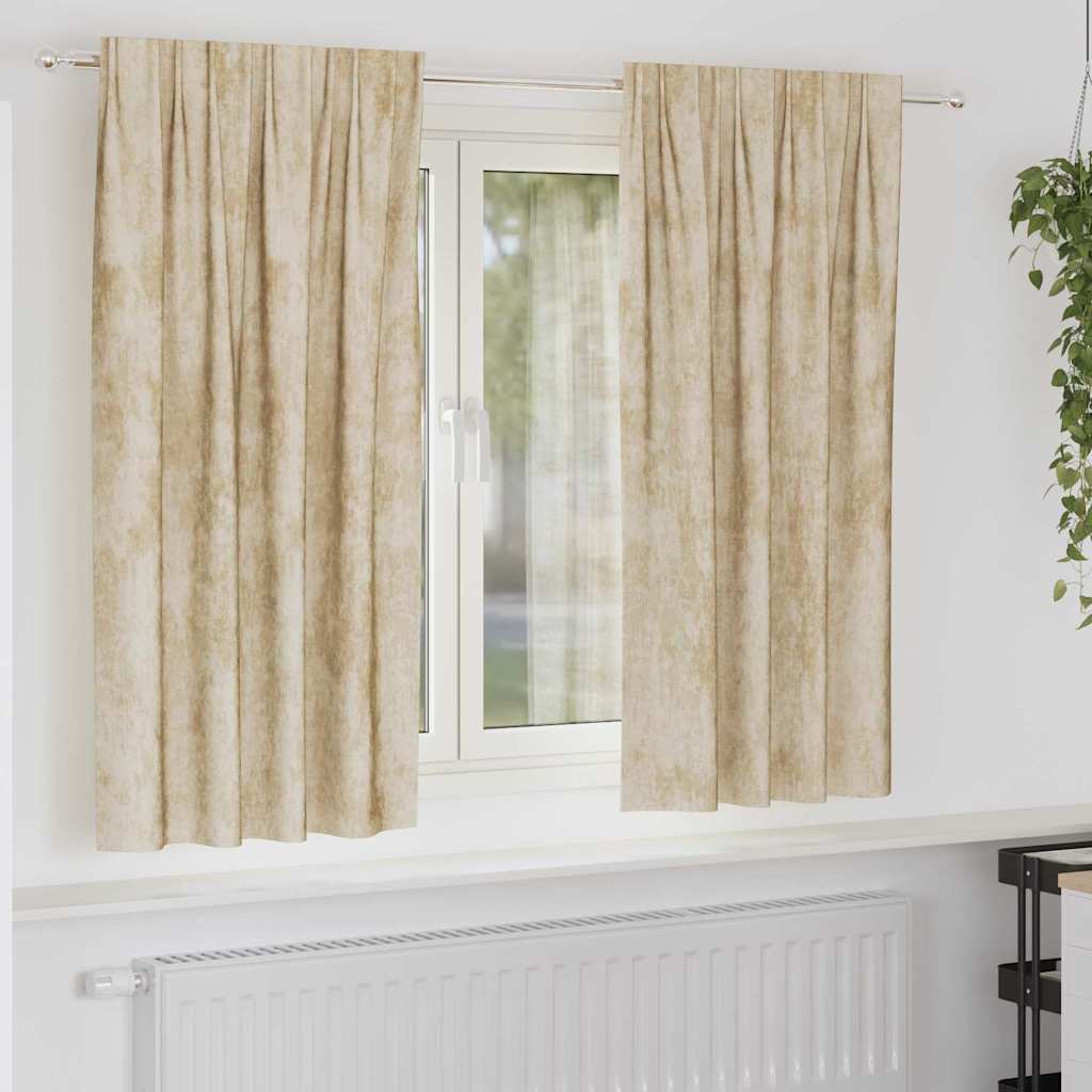 vidaXL Samtvorhänge mit Vorhängen 2 pcs Creme 175 x 140 cm Samt