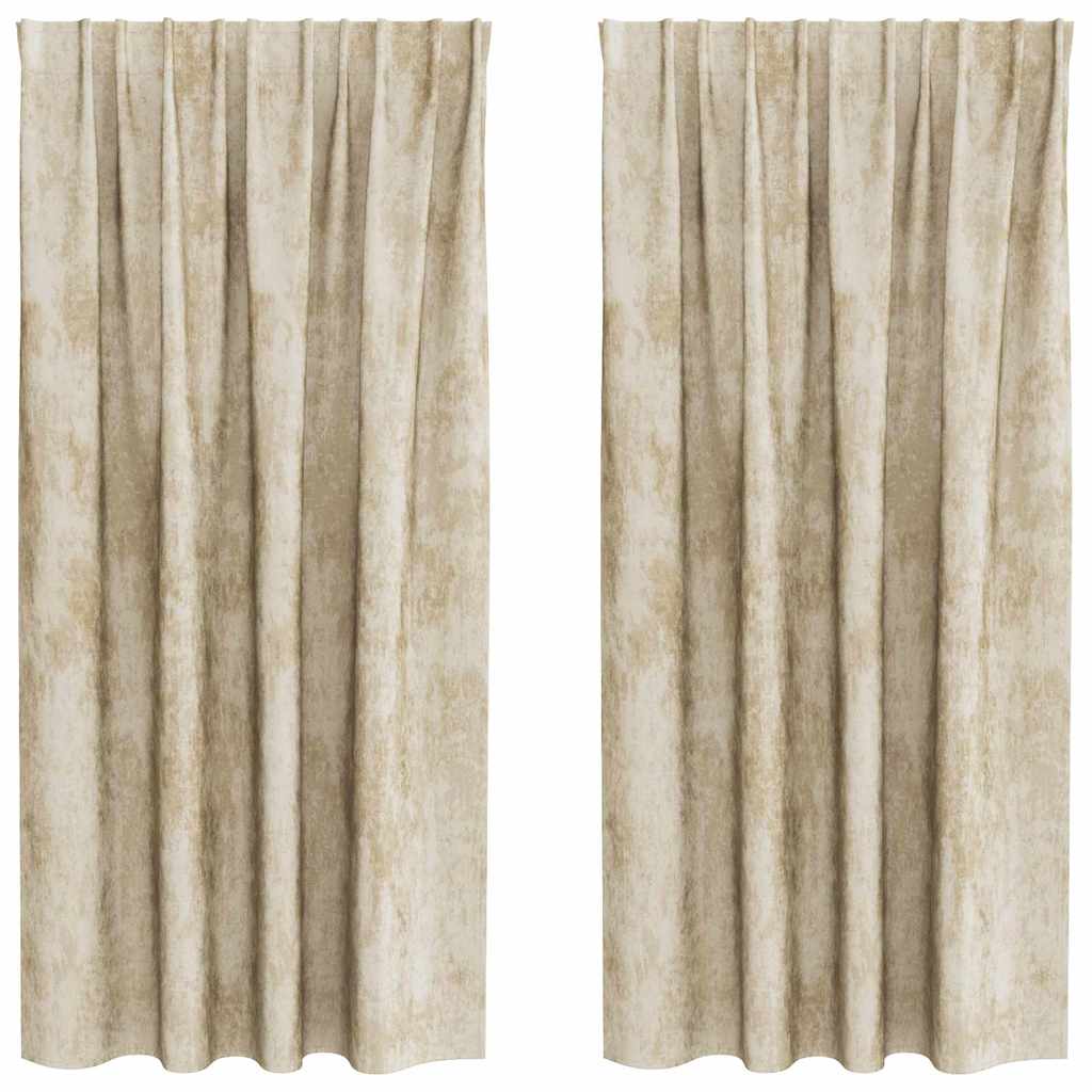 vidaXL Samtvorhänge mit Vorhängen 2 pcs Creme 175 x 140 cm Samt