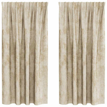 vidaXL Samtvorhänge mit Vorhängen 2 pcs Creme 175 x 140 cm Samt