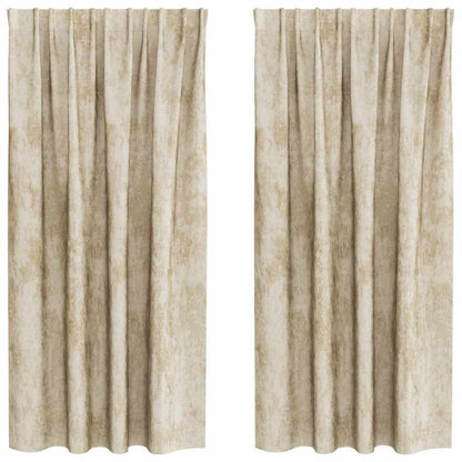 vidaXL Samtvorhänge mit Vorhängen 2 pcs Creme 175 x 140 cm Samt