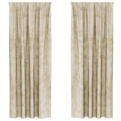 vidaXL Samtvorhänge mit Vorhängen 2 pcs Creme 225 x 140 cm Samt