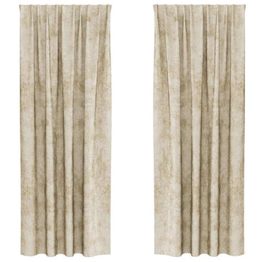 vidaXL Samtvorhänge mit Vorhängen 2 pcs Creme 245 x 140 cm Samt
