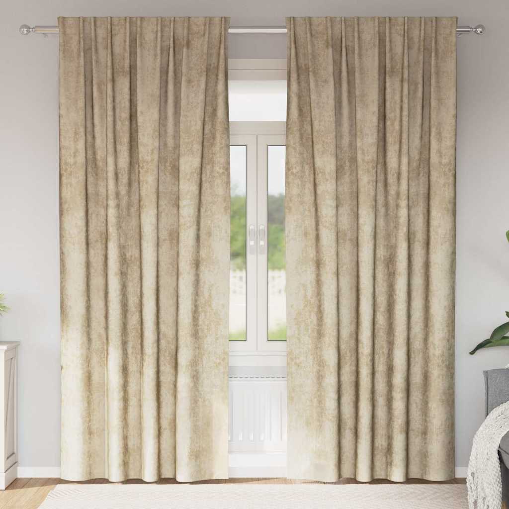 vidaXL Samtvorhänge mit Vorhängen 2 pcs Creme 260 x 140 cm Samt