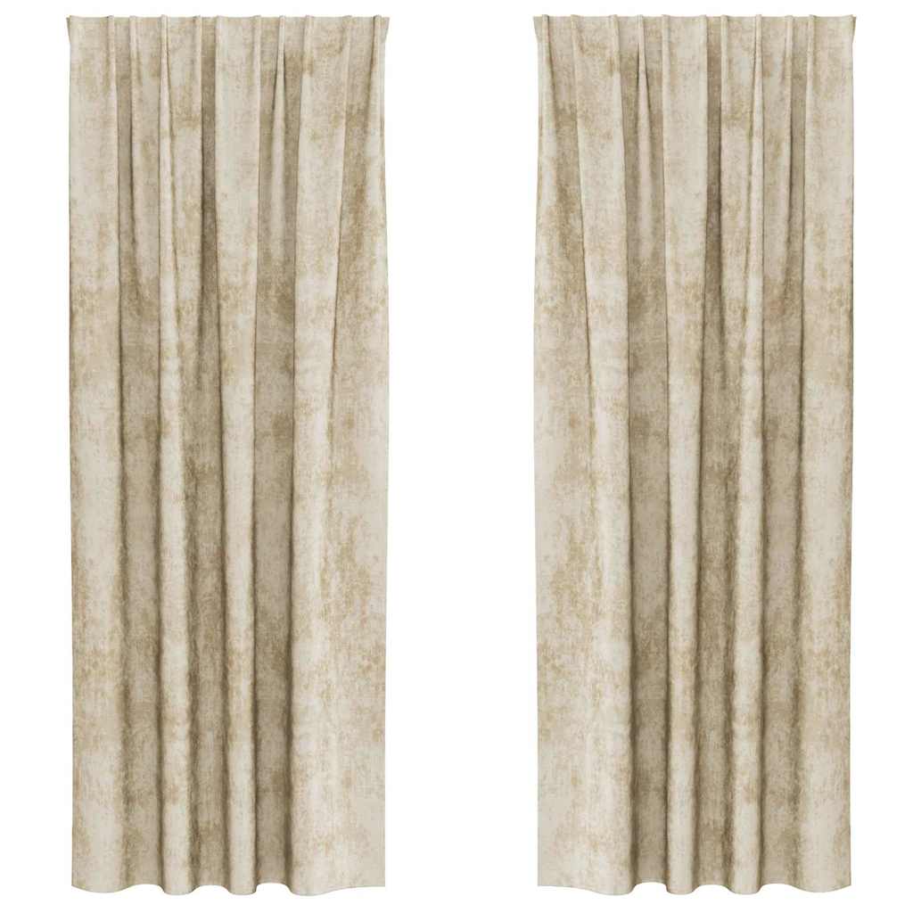 vidaXL Samtvorhänge mit Vorhängen 2 pcs Creme 260 x 140 cm Samt