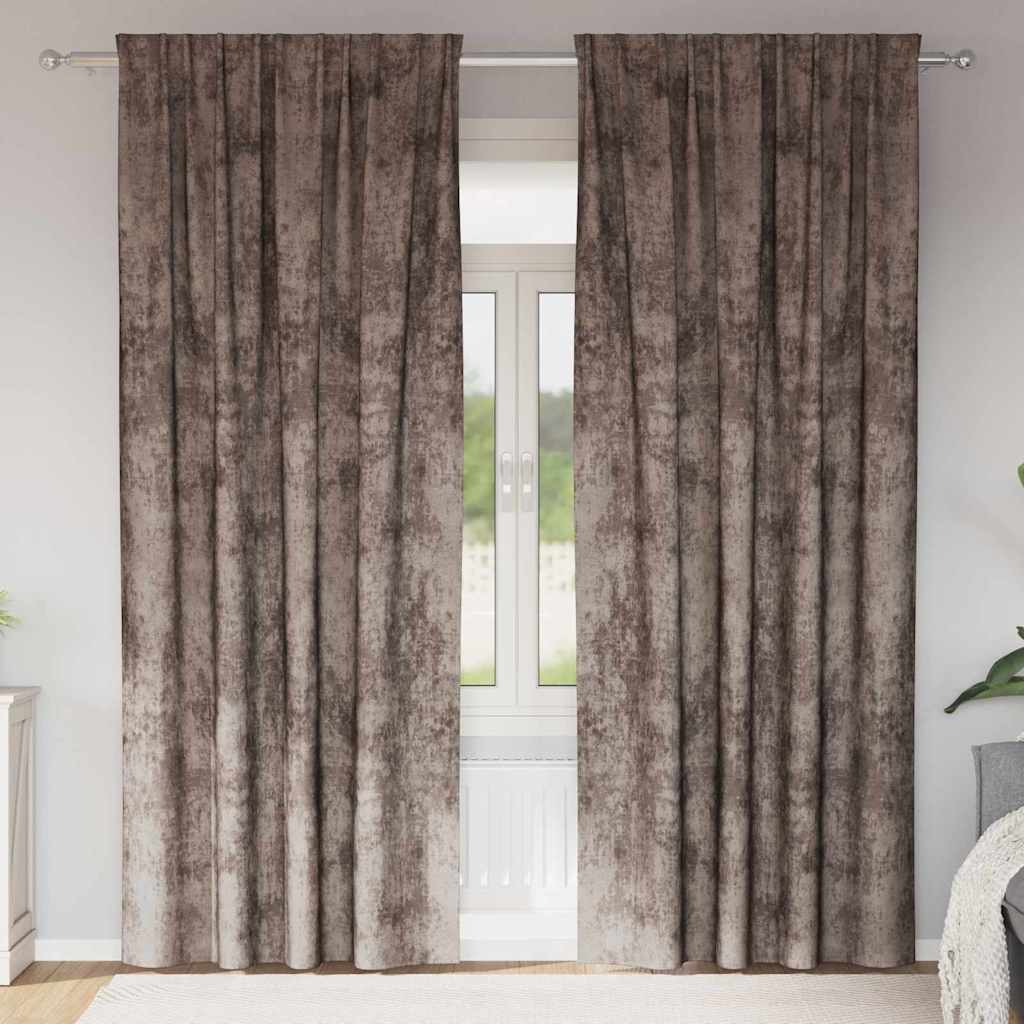 vidaXL Samtvorhänge mit Vorhängen 2 pcs Cappuccino 225 x 140 cm Samt