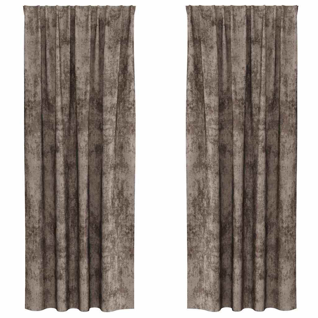 vidaXL Samtvorhänge mit Vorhängen 2 pcs Cappuccino 225 x 140 cm Samt