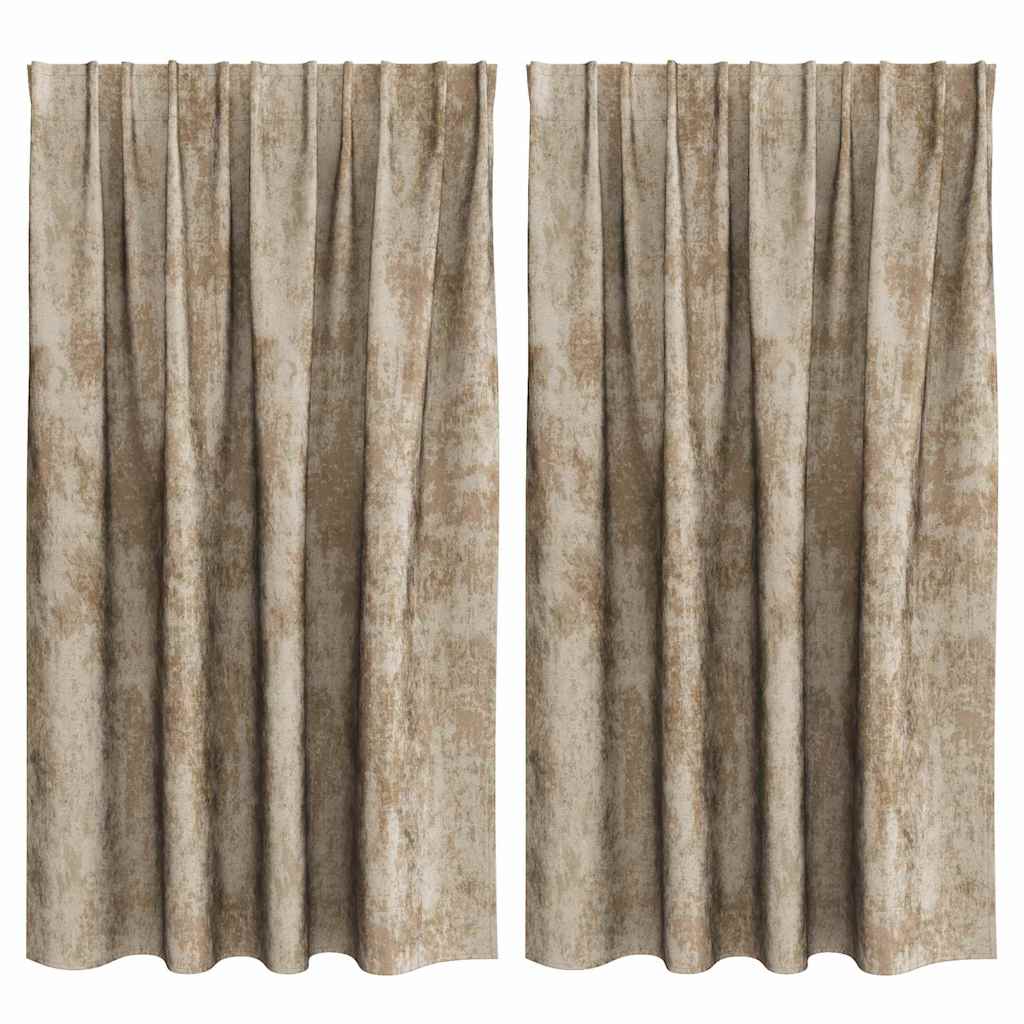 vidaXL Samtvorhänge mit Vorhängen 2 pcs Champagner 140 x 140 cm Samt