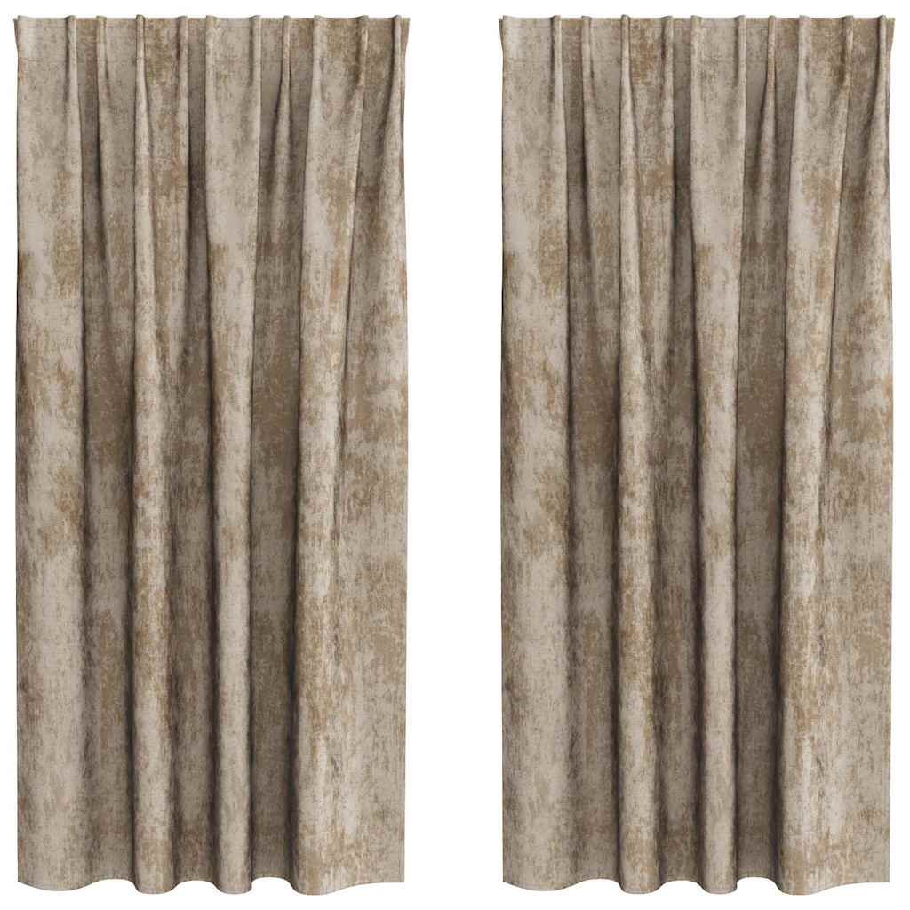 vidaXL Samtvorhänge mit Vorhängen 2 pcs Champagner 175 x 140 cm Samt