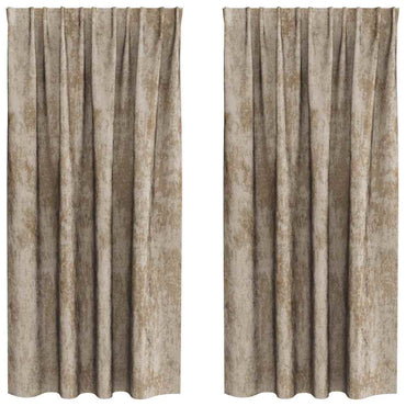 vidaXL Samtvorhänge mit Vorhängen 2 pcs Champagner 175 x 140 cm Samt