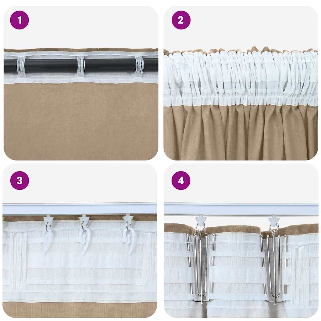 vidaXL Samtvorhänge mit Vorhängen 2 pcs Champagner 245 x 140 cm Samt