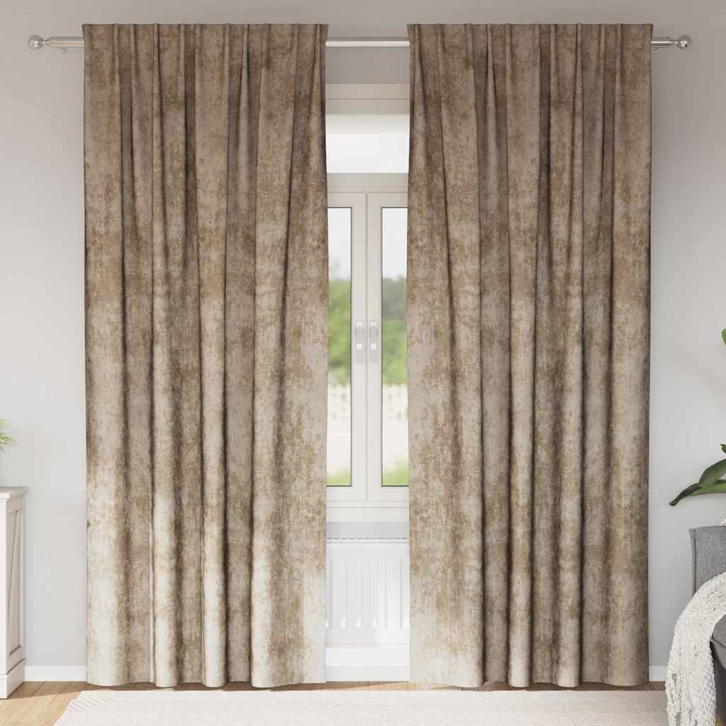 vidaXL Samtvorhänge mit Vorhängen 2 pcs Champagner 260 x 140 cm Samt