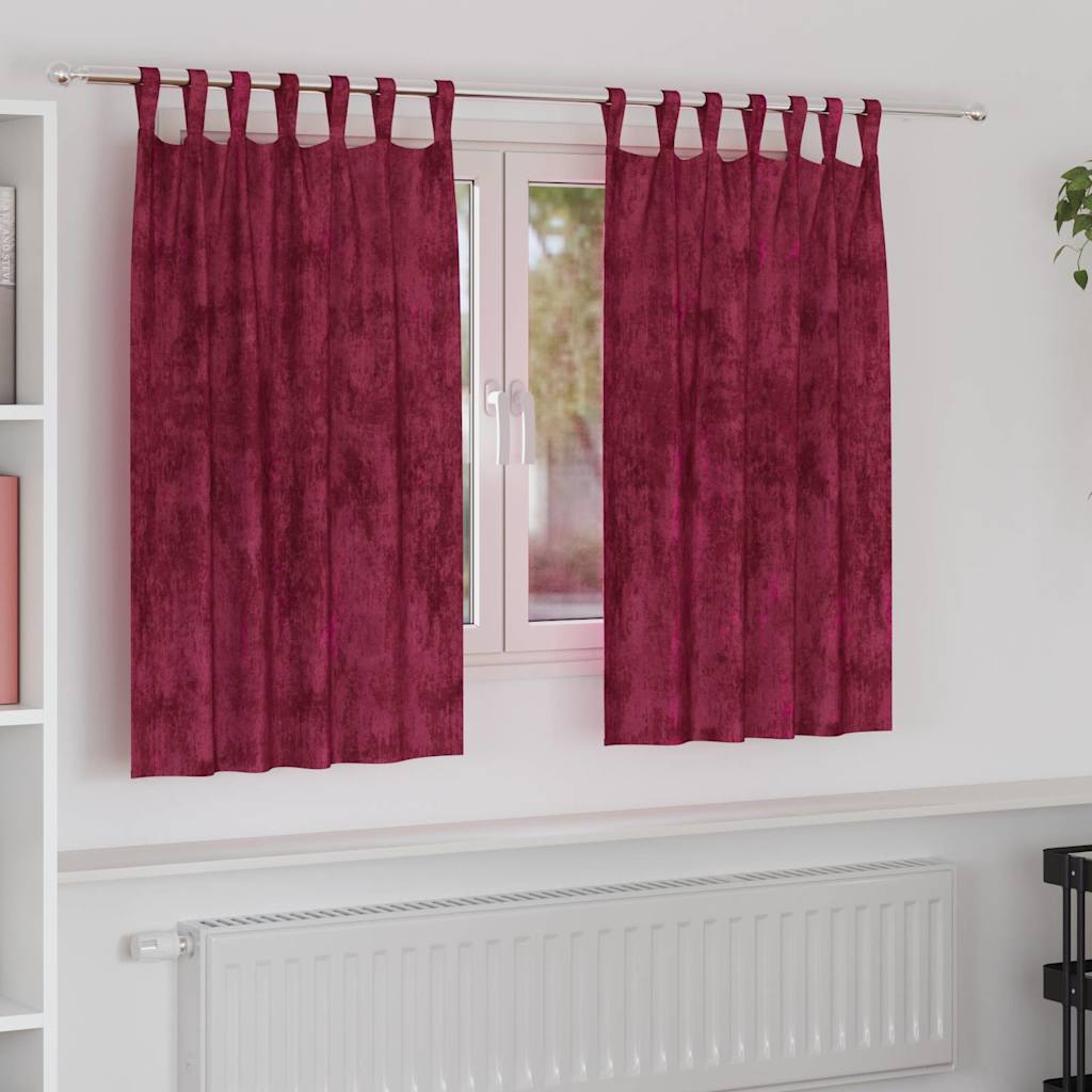 vidaXL Samtvorhänge mit Vorhängen 2 pcs Weinrot 140 x 140 cm Samt