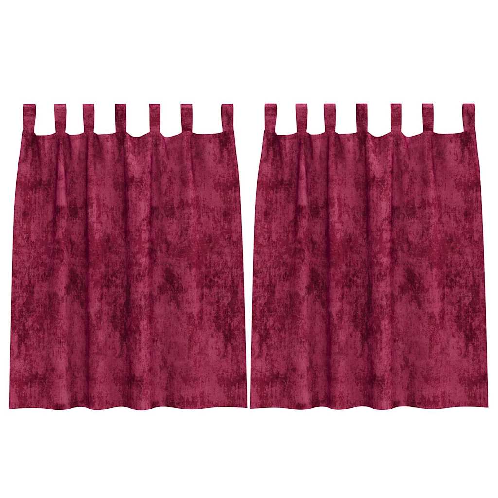 vidaXL Samtvorhänge mit Vorhängen 2 pcs Weinrot 140 x 140 cm Samt