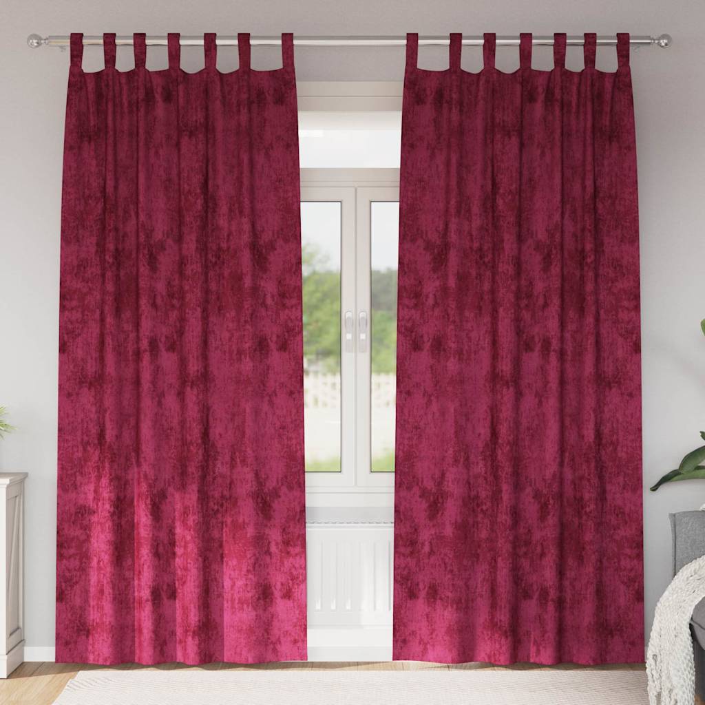 vidaXL Samtvorhänge mit Vorhängen 2 pcs Weinrot 225 x 140 cm Samt