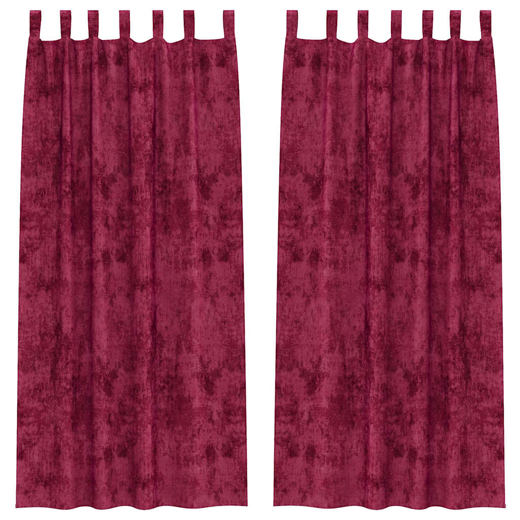 vidaXL Samtvorhänge mit Vorhängen 2 pcs Weinrot 225 x 140 cm Samt