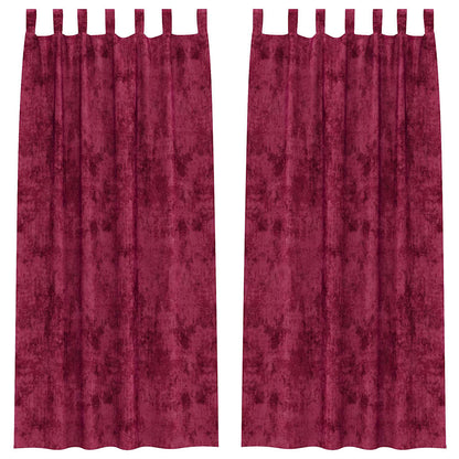 vidaXL Samtvorhänge mit Vorhängen 2 pcs Weinrot 225 x 140 cm Samt
