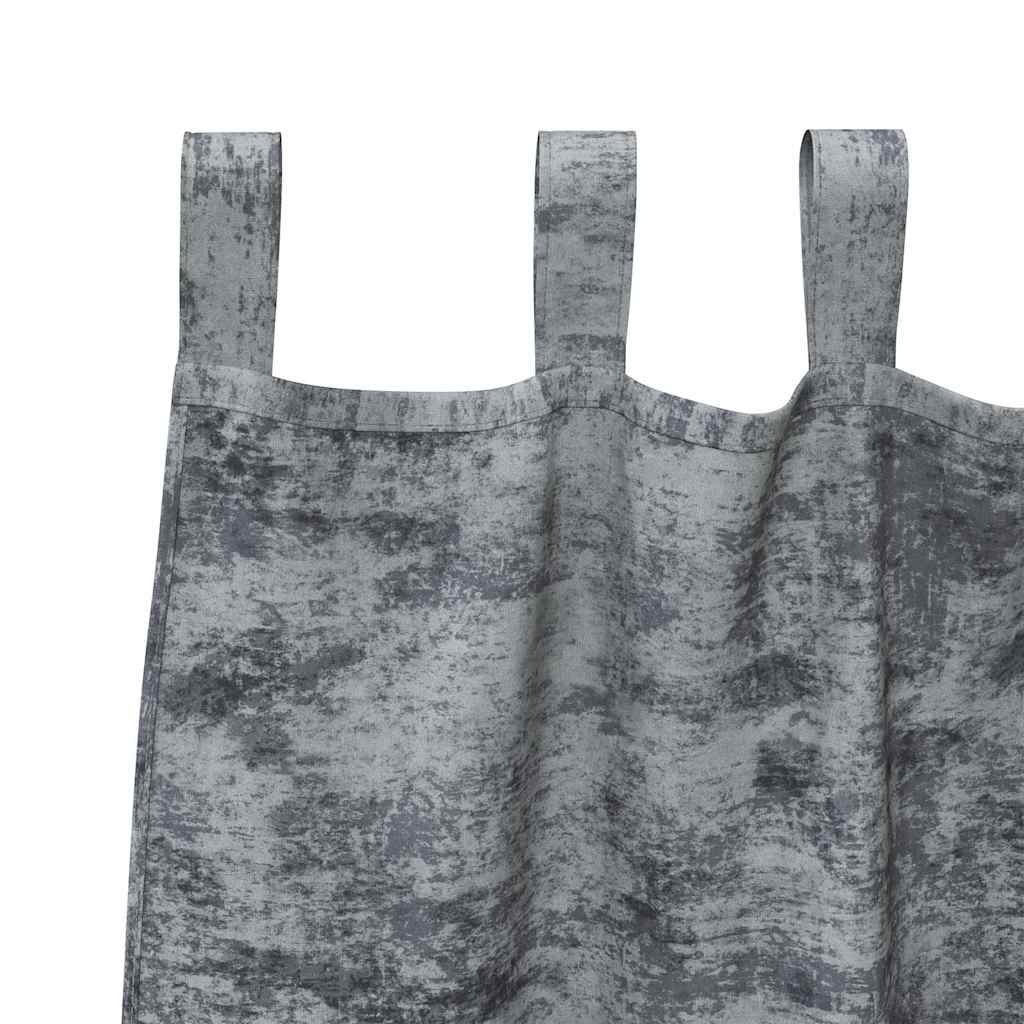 Samtvorhänge mit Vorhängen 2 pcs Silber Grau 175 x 140 cm Samt