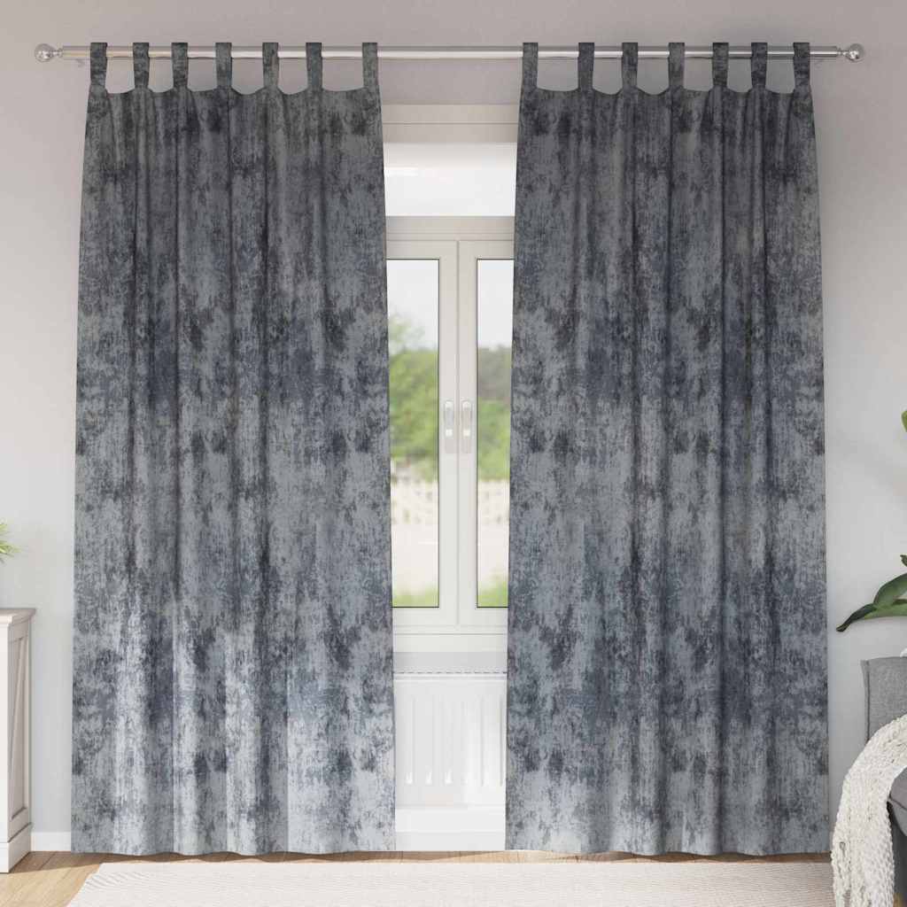 Samtvorhänge mit Vorhängen 2 pcs Silber Grau 225 x 140 cm Samt