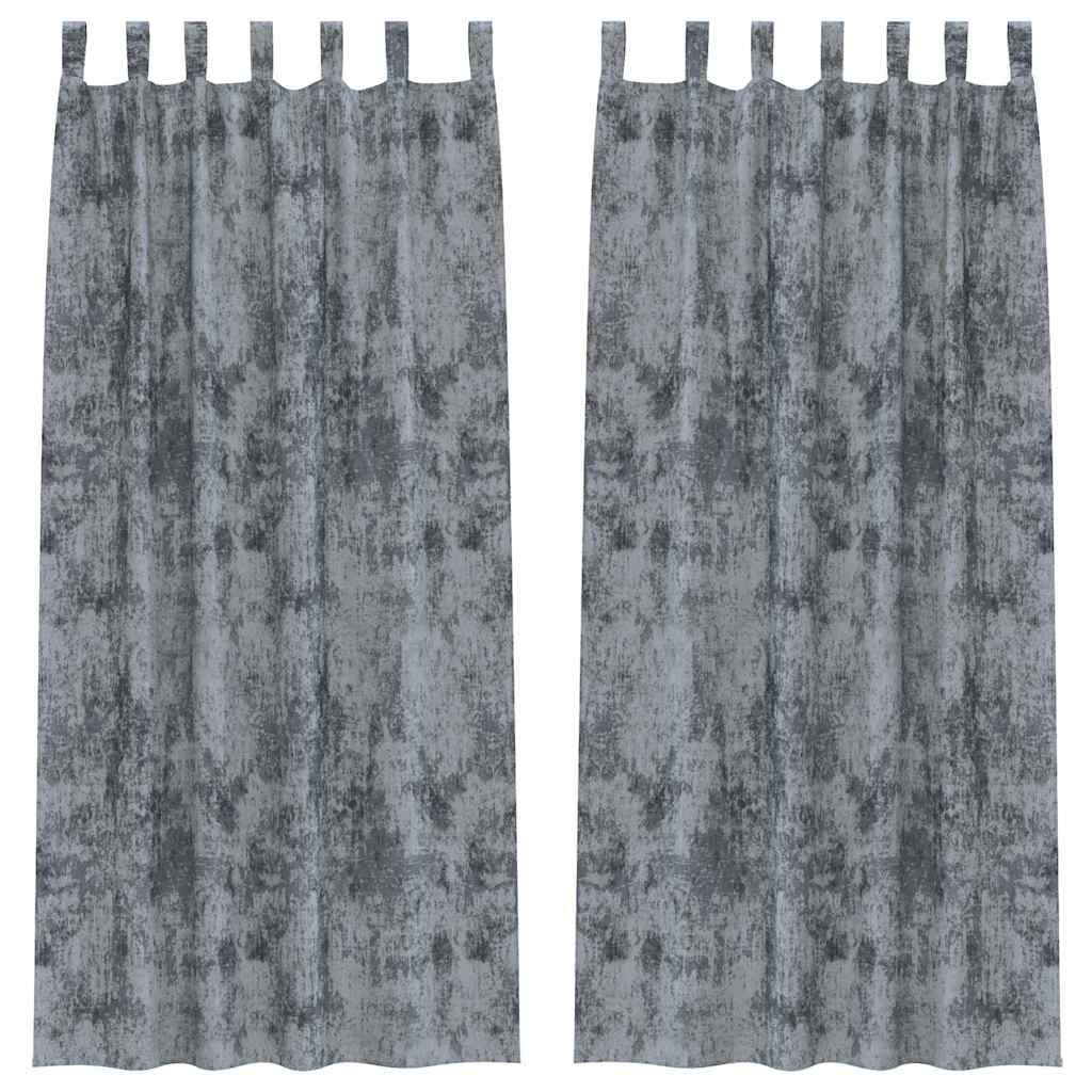 vidaXL Samtvorhänge mit Vorhängen 2 pcs Silber Grau 245 x 140 cm Samt