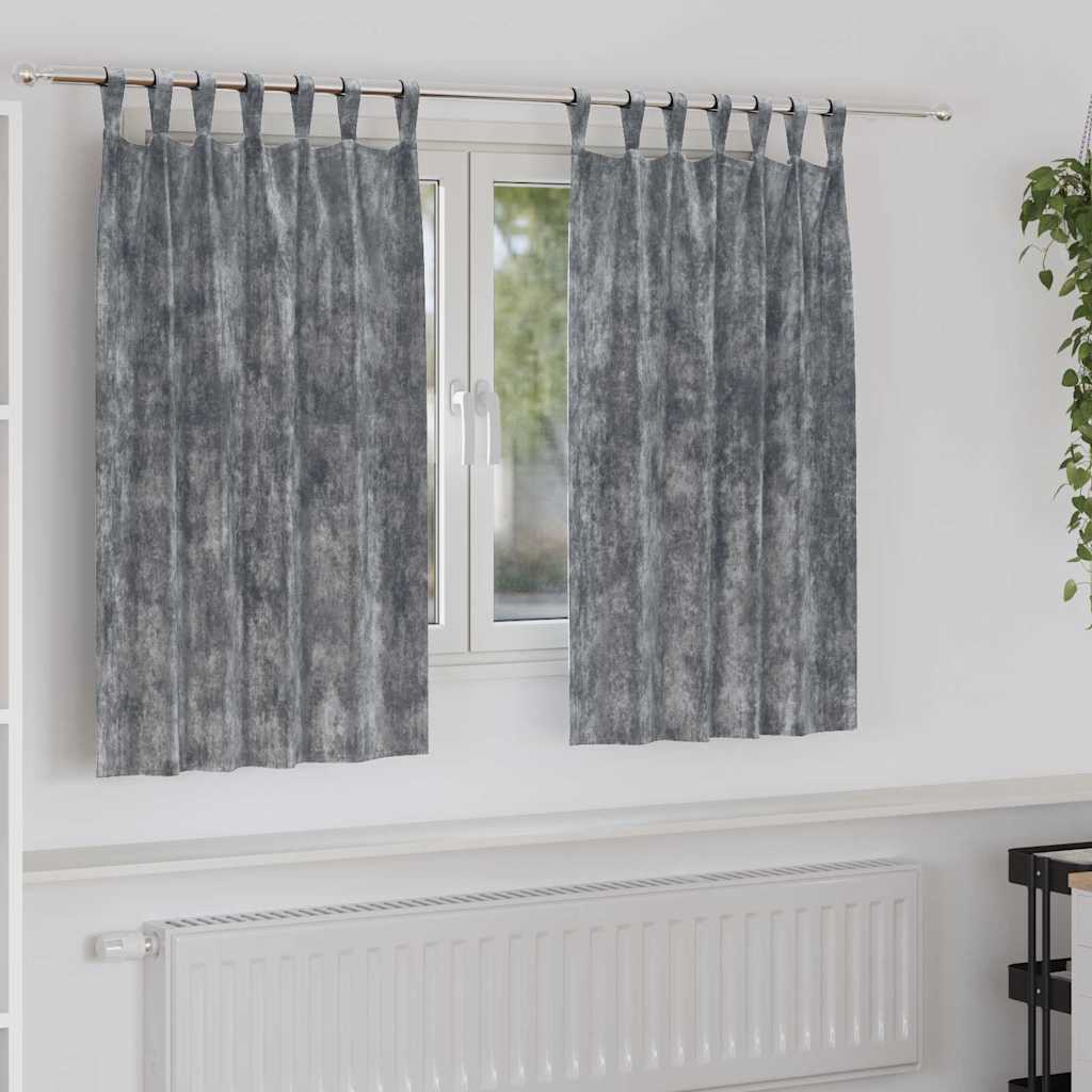 vidaXL Samtvorhänge mit Vorhängen 2 pcs Grau 140 x 140 cm Samt
