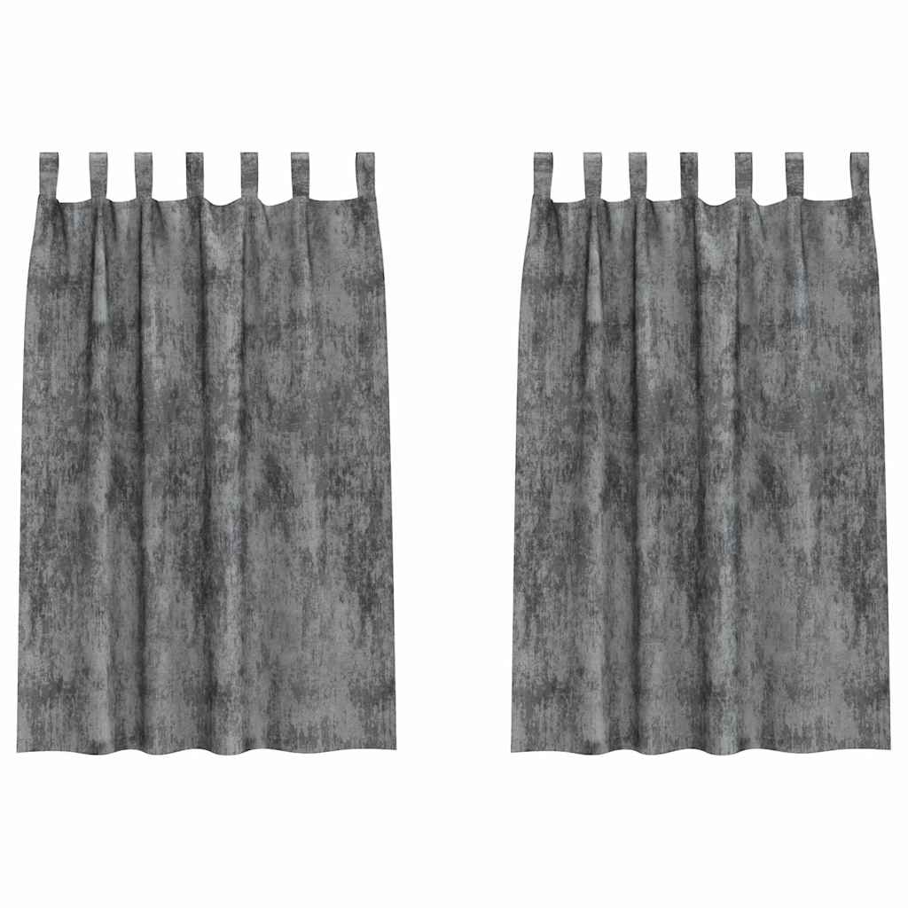 vidaXL Samtvorhänge mit Vorhängen 2 pcs Grau 175 x 140 cm Samt