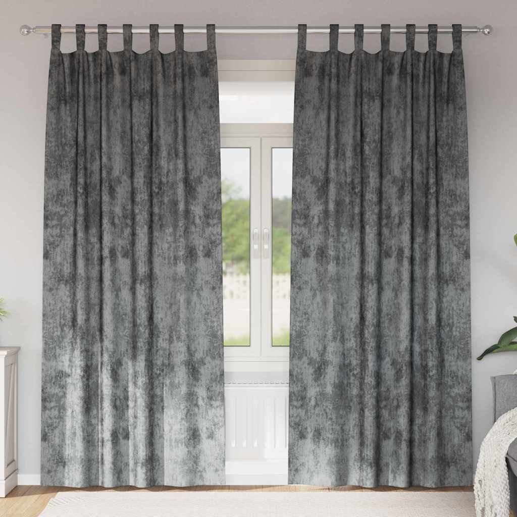 Samtvorhänge mit Vorhängen 2 pcs Grau 260 x 140 cm Samt