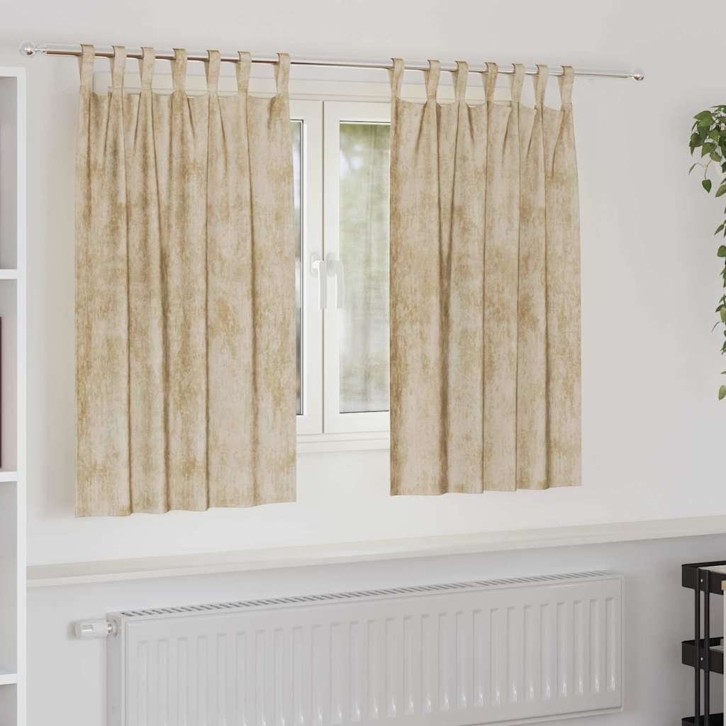 vidaXL Samtvorhänge mit Vorhängen 2 pcs Creme 140 x 140 cm Samt