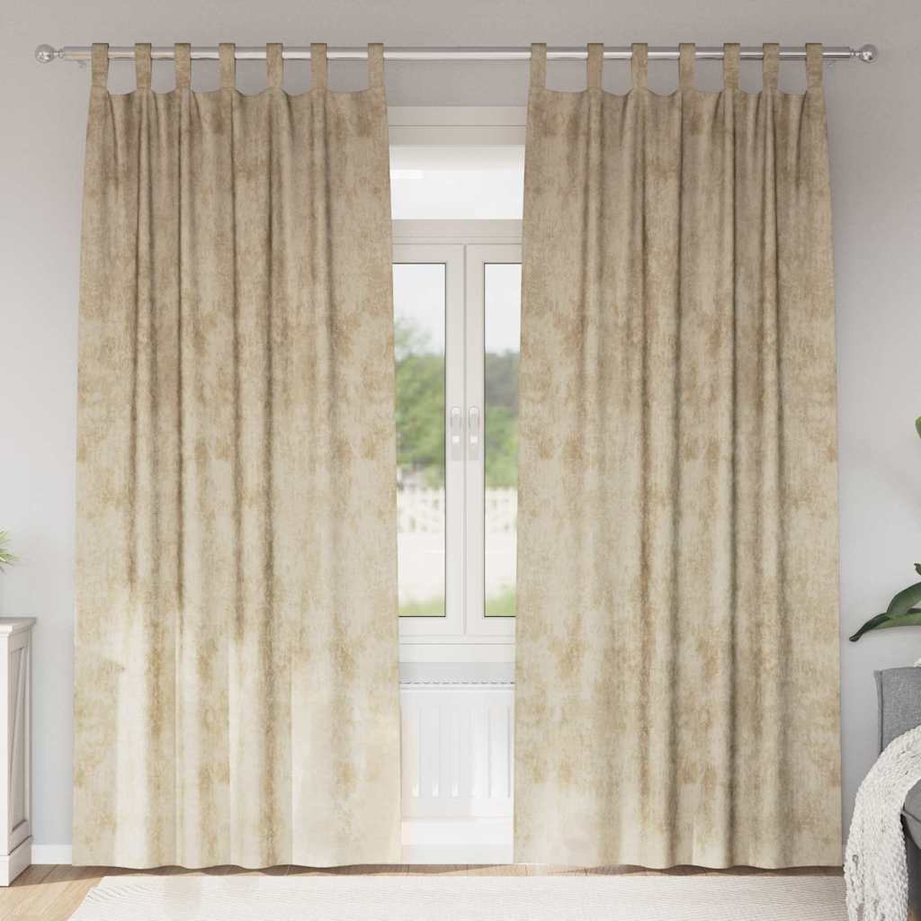 vidaXL Samtvorhänge mit Vorhängen 2 pcs Creme 225 x 140 cm Samt