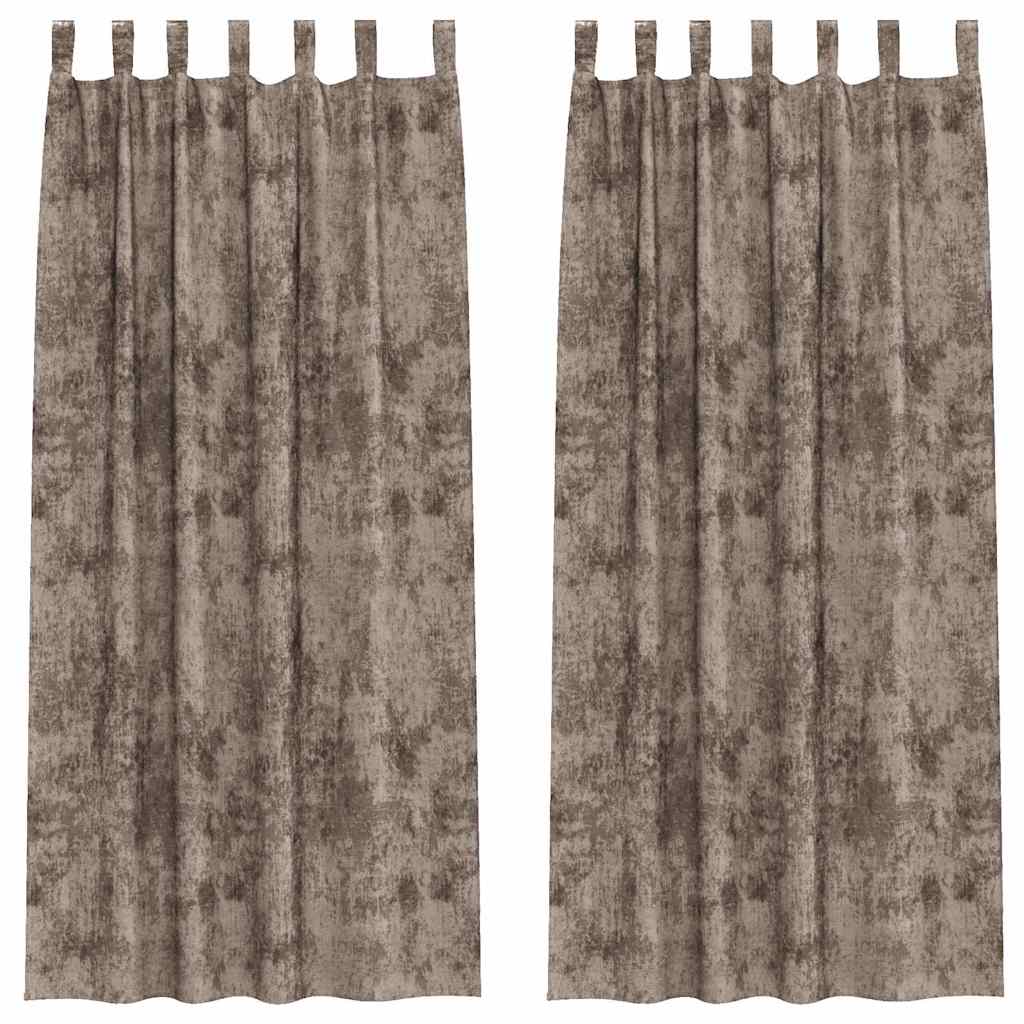 vidaXL Samtvorhänge mit Vorhängen 2 pcs Cappuccino 245 x 140 cm Samt