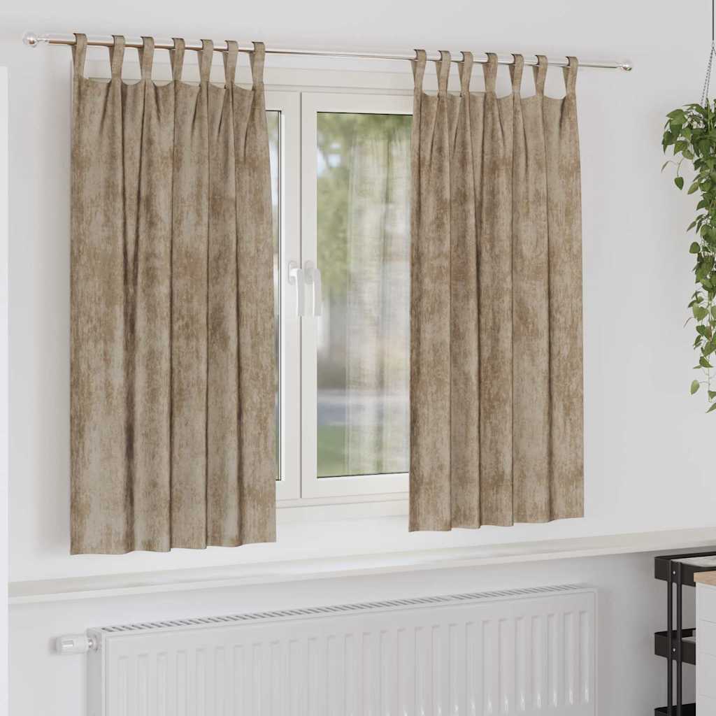 vidaXL Samtvorhänge mit Vorhängen 2 pcs Champagner 175 x 140 cm Samt