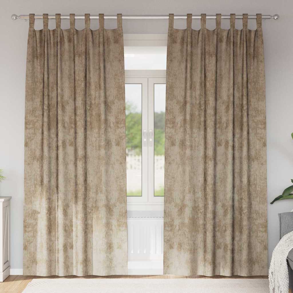 vidaXL Samtvorhänge mit Vorhängen 2 pcs Champagner 245 x 140 cm Samt