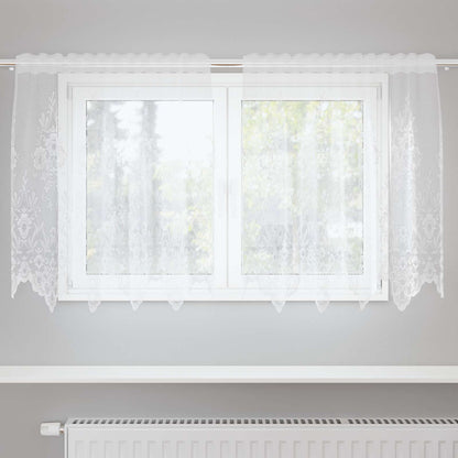 vidaXL Spitzenvorhang mit Vorhängen Floral Weiß 80 x 150 cm Polyester