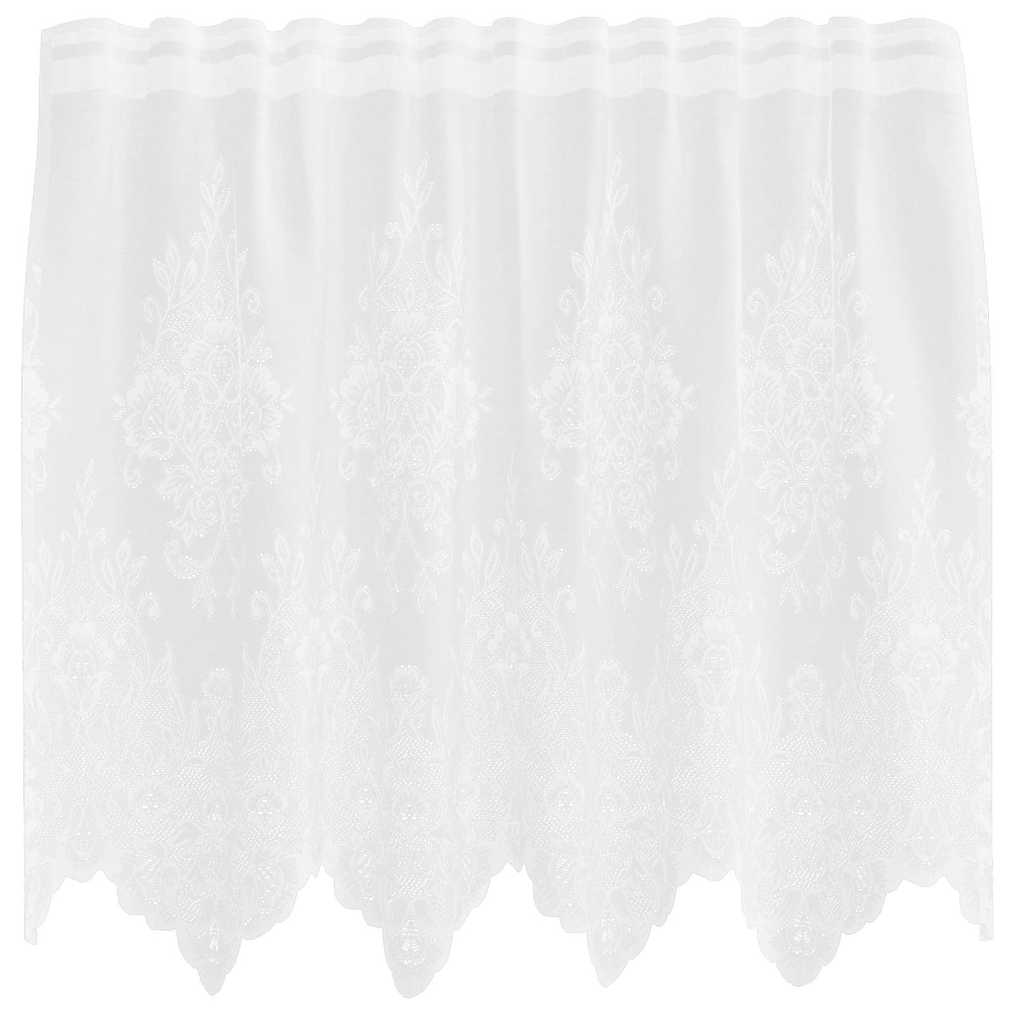 vidaXL Spitzenvorhang mit Vorhängen Floral Weiß 80 x 150 cm Polyester