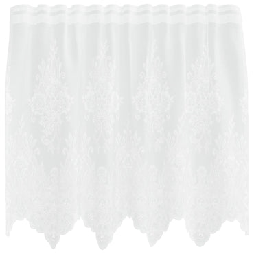 vidaXL Spitzenvorhang mit Vorhängen Floral Weiß 80 x 150 cm Polyester