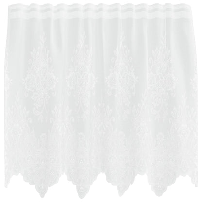 vidaXL Spitzenvorhang mit Vorhängen Floral Weiß 80 x 150 cm Polyester