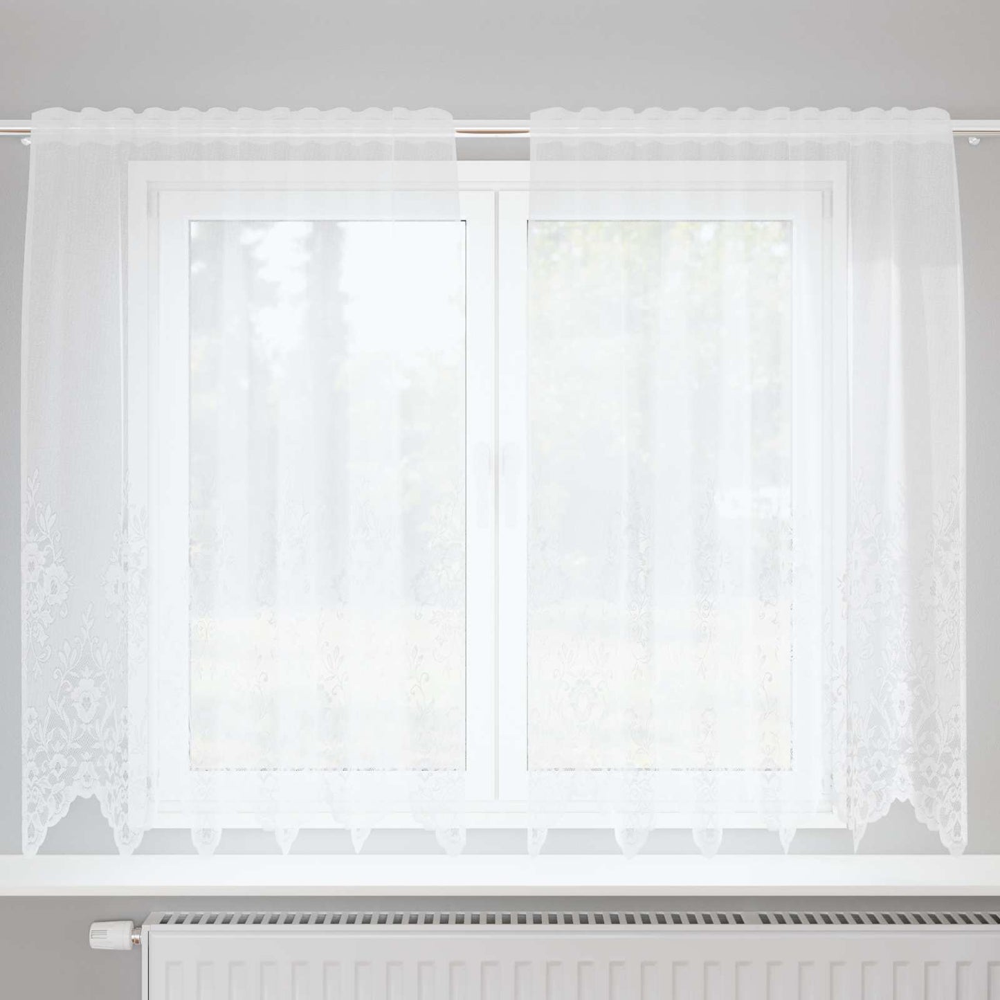 vidaXL Spitzenvorhang mit Vorhängen Weiß 150 x 160 cm Polyester