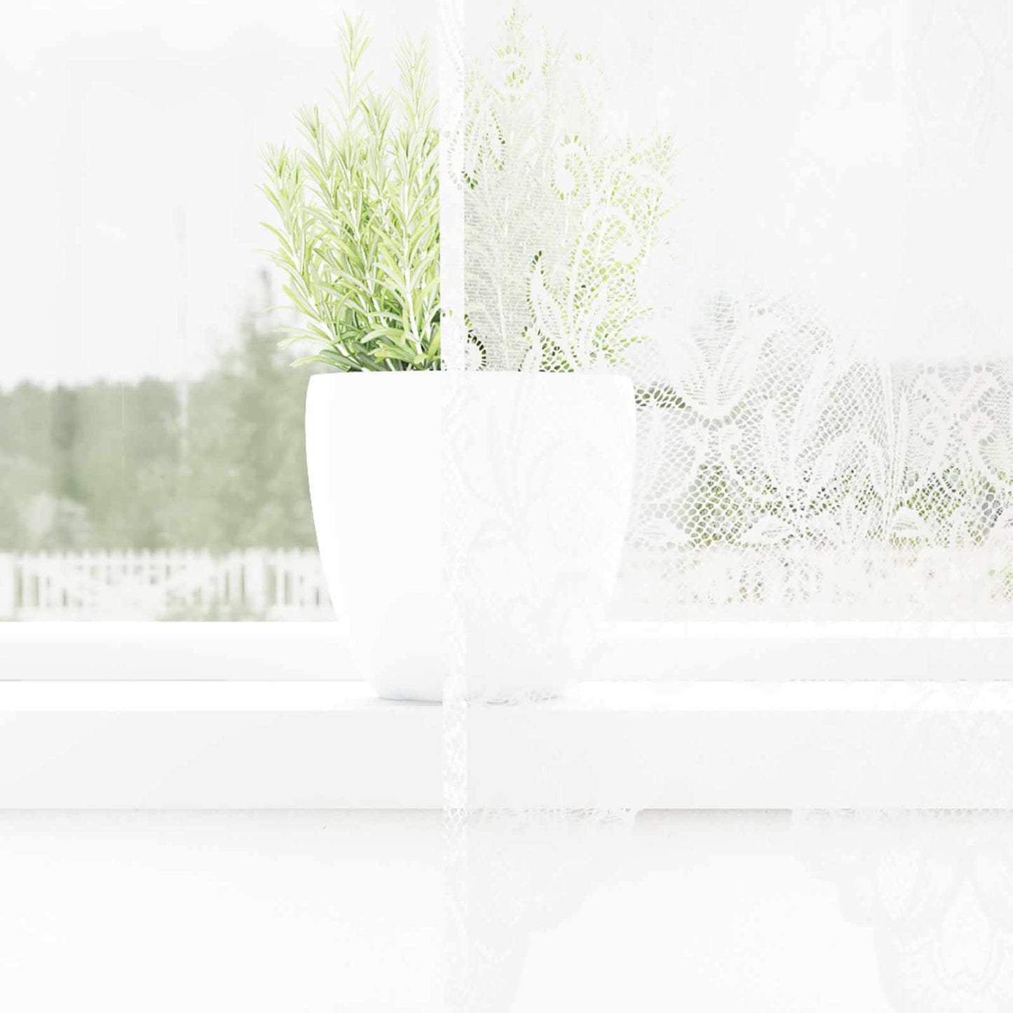 vidaXL Spitzenvorhang mit Vorhängen Floral Weiß 200 x 150 cm Polyester
