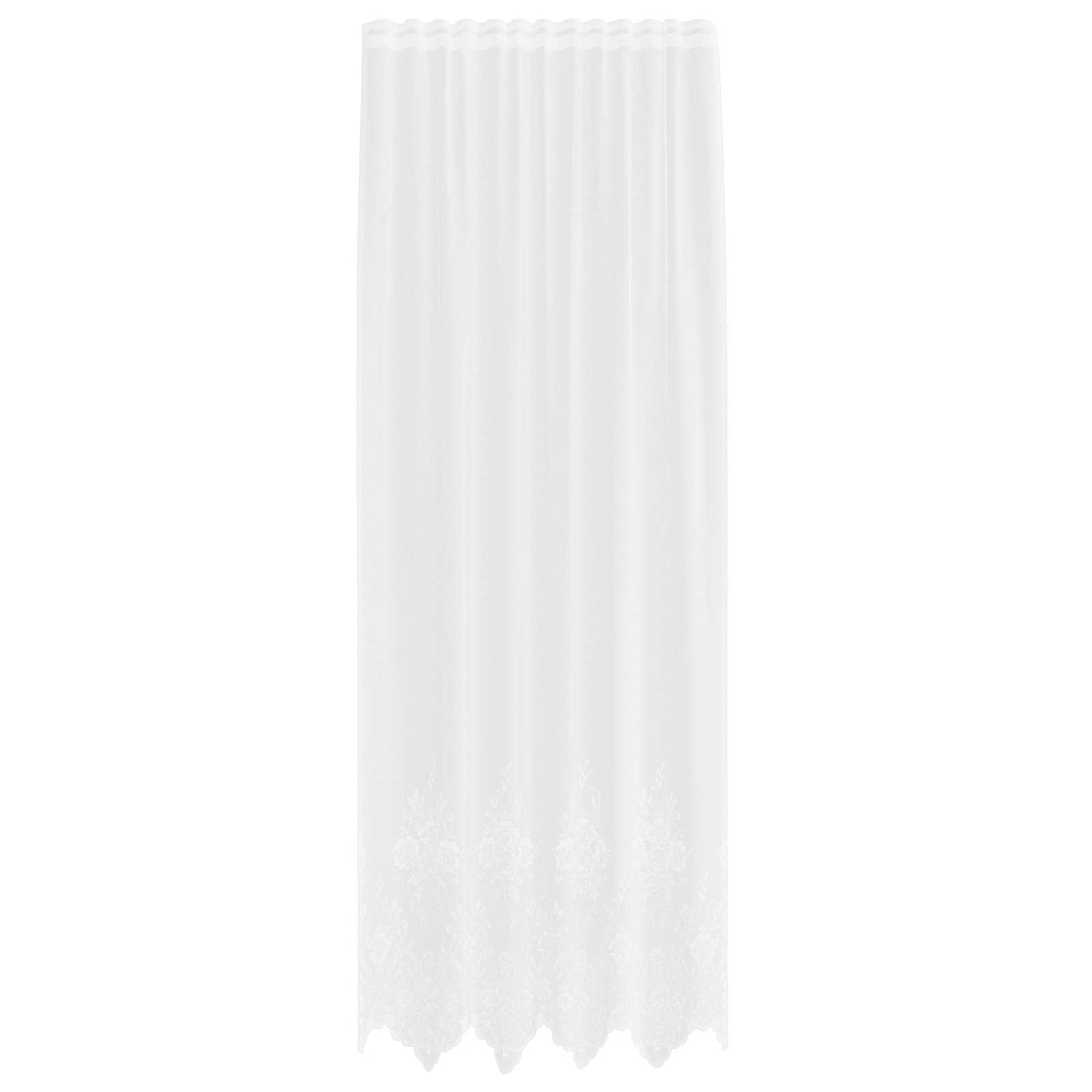 Spitzenvorhang mit Vorhängen Floral Weiß 300 x 150 cm Polyester